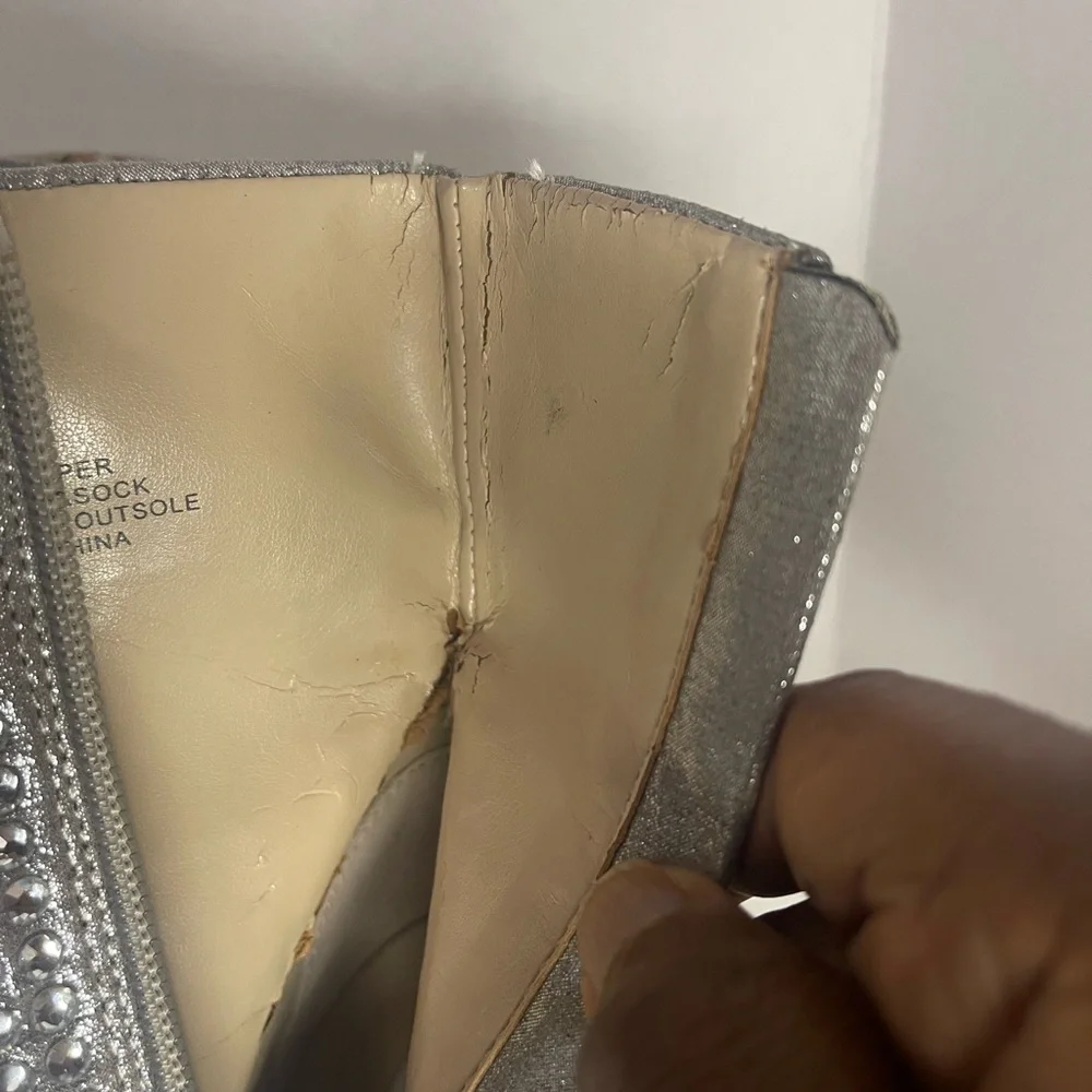 Silver Rhinestone Women's Heels ankle boots - Picture 7 of 11